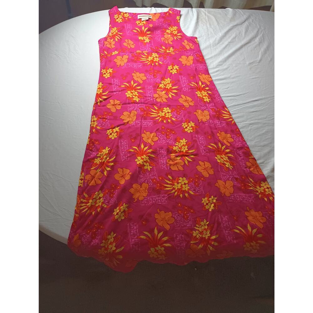 Expressions 14 Pink Orange Tropical Beach Sleeveless Maxi Spring Summer Vacation
